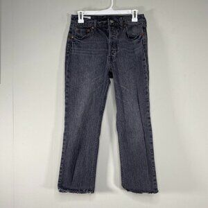 Gap Cheeky Straight Denim Jeans Women's 6S Mid Rise Gray Distressed Hem Casual